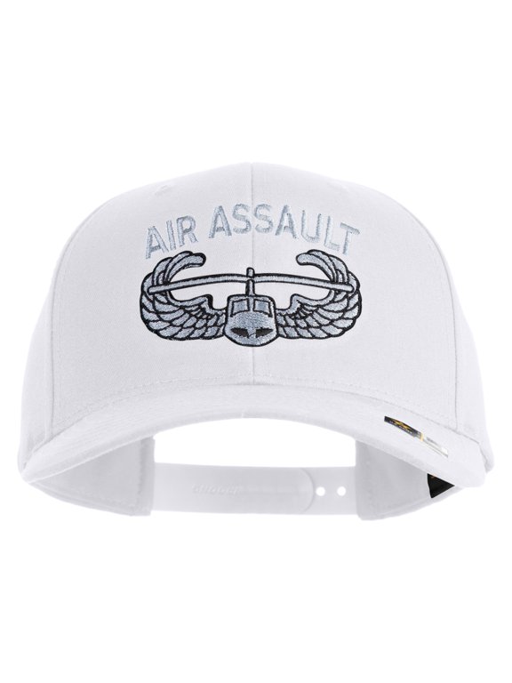 U.S. Army Air Assault Badge Embroidered Retro Cotton Blend Snapback Cap - White OSFM