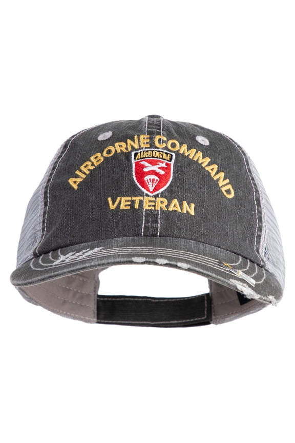 U.S. Army Airborne Command Embroidered Low Profile Special Cotton Mesh Cap - Black OSFM
