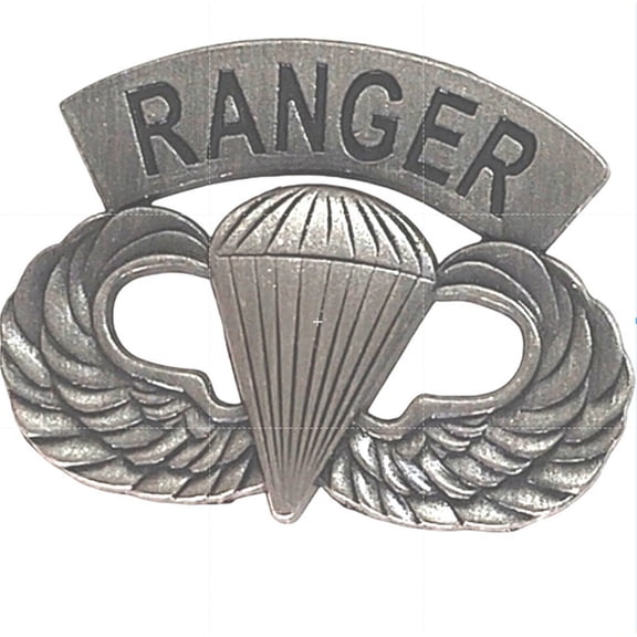 U.S. Army Airborne Ranger Paratrooper Wings Novelty Pin Silver Tone 11/4"  1"