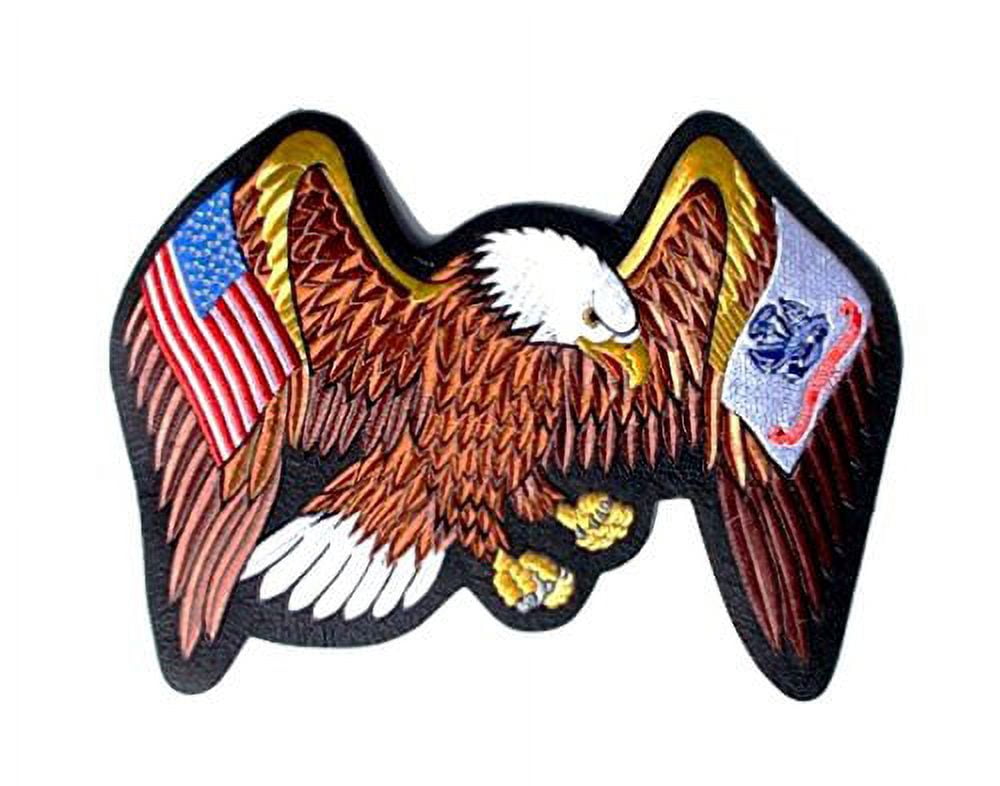U.S. Army And USA Flags On Eagles Wings Large Embroidered Back Patch 13" X 10"