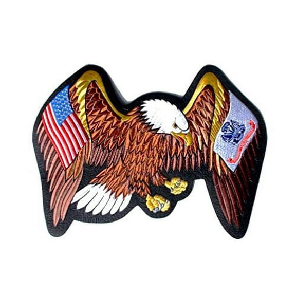 U.S. Army And USA Flags On Eagles Wings Large Embroidered Back Patch 13" X 10"