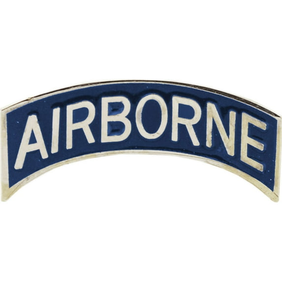 U.S. Army, Army Airborne Tab - Officially Licensed Originals, Enamel Lapel Pin, Gold & Blue - 1.125"