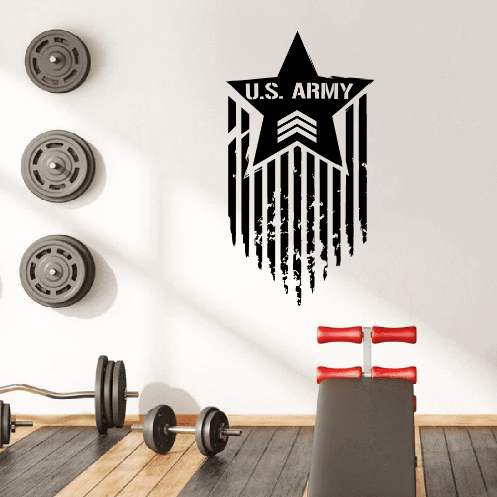 U.S. Army - Army Badge Silhouette Army Soldier Soldiers American Army Troops Vinyl Wall Art Sticker Wall Decal Home House Room Bedroom Kids Room Play Area Wall Design Décor Size (30x22 inch)