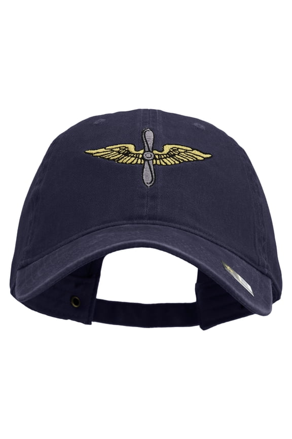 U.S. Army Aviation Embroidered Washed Solid Pigment Dyed Cotton Twill Brass Buckle Cap - Navy OSFM