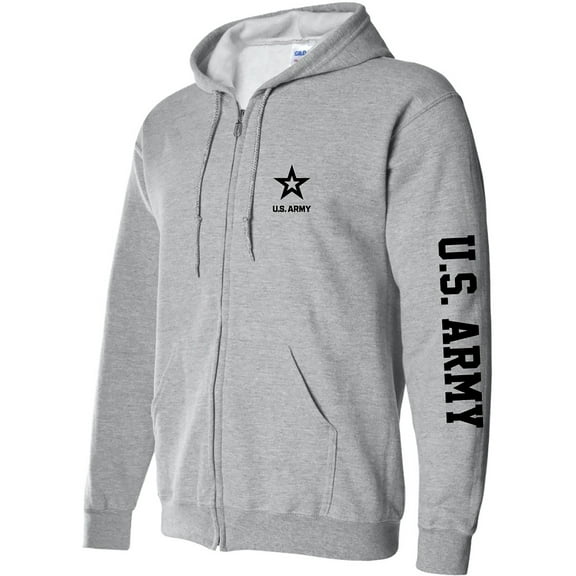 U.S. Army Black Sleeve Print Full-Zip Hooded Sweatshirt