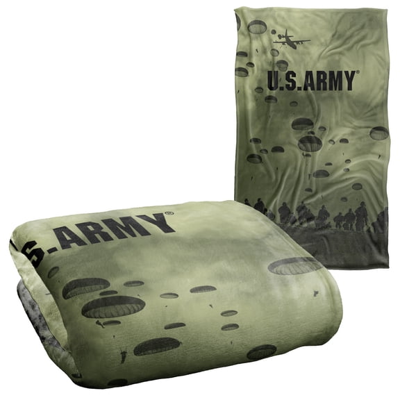 U.S. Army Blanket, 36"x58" Air to Land, Silky Touch Sherpa Back Super Soft Throw