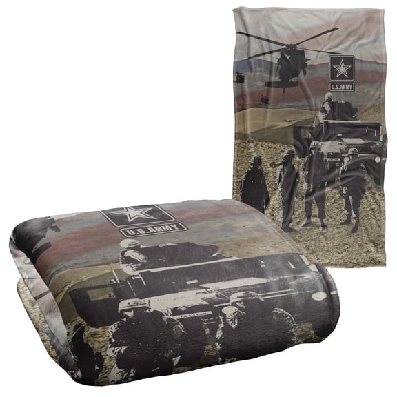 U.S. Army Blanket, 36"x58" Army Values, Silky Touch Sherpa Back Super Soft Throw