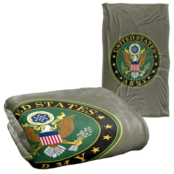 U.S. Army Blanket, 36"x58" United States Army Eagle Symbol, Silky Touch Sherpa Back Super Soft Throw