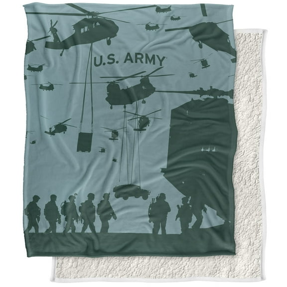 U.S. Army Blanket, 50'x60' Airborne, Silky Touch Sherpa Back Super Soft Throw Blanket
