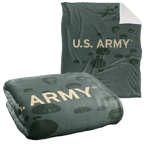 U.S. Army Blanket, 50"x60" US Army Parachutes, Silky Touch Sherpa Back Super Soft Throw Blanket