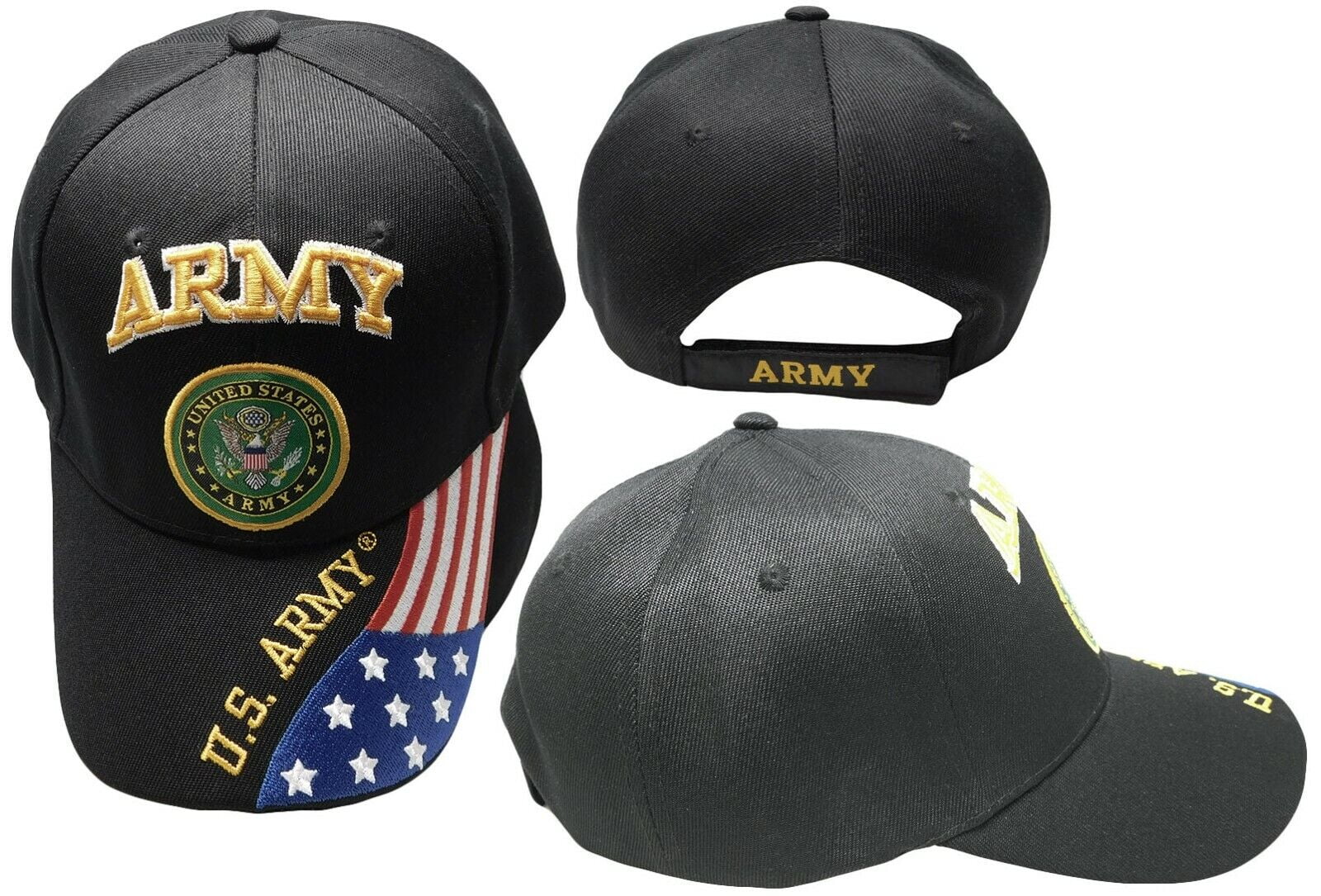 U.S. Army Cap Baseball Caps Licensed Veteran Military BLACK Hat CAP