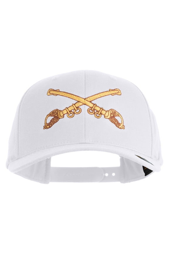 U.S. Army Cavalry Collar Insignia Embroidered Retro Cotton Blend Snapback Cap - White OSFM