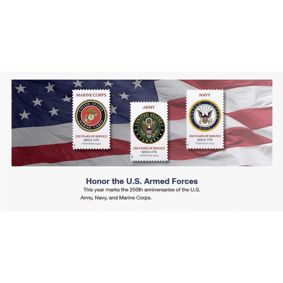 U.S. Army Celebrating 250 Years of Service Forever Postage Stamp 1 Sheet of 20 US First Class Service Patriotic Country America Military Branch USA Celebrate Wedding Party (20 Stamps)