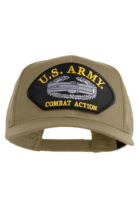 U.S. Army Combat Action Patched Solid Cotton Twill Mesh Prostyle Cap - Khaki OSFM