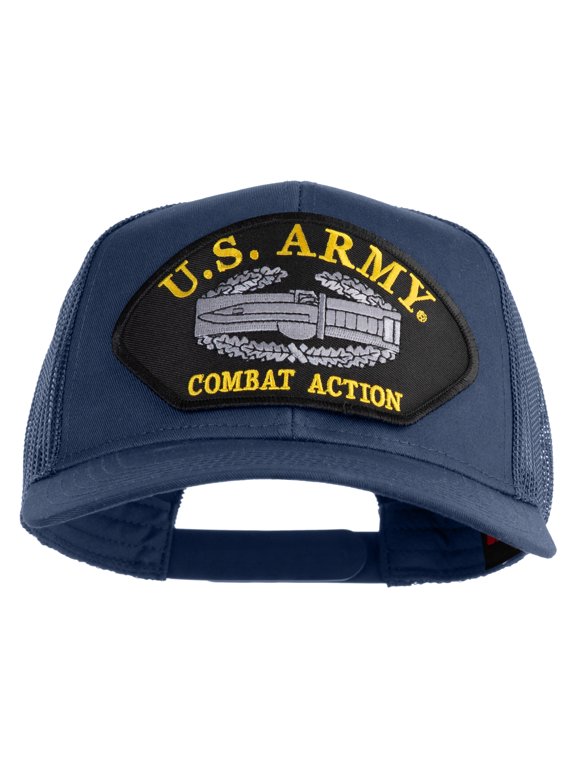 U.S. Army Combat Action Patched Solid Cotton Twill Mesh Prostyle Cap - Navy OSFM