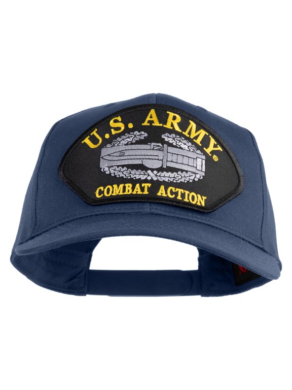 U.S. Army Combat Action Patched Solid Cotton Twill Pro Style Cap - Navy OSFM
