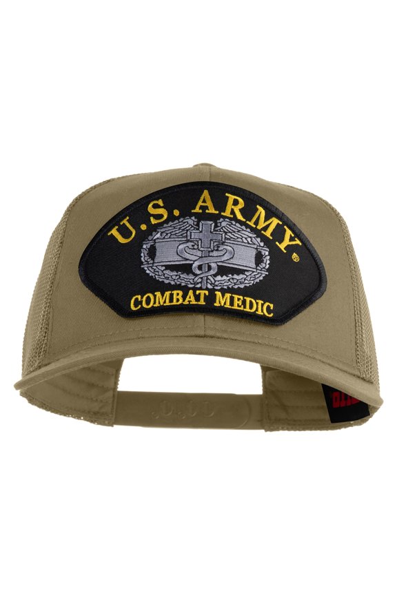 U.S. Army Combat Medic Patched Solid Cotton Twill Mesh Prostyle Cap - Khaki OSFM