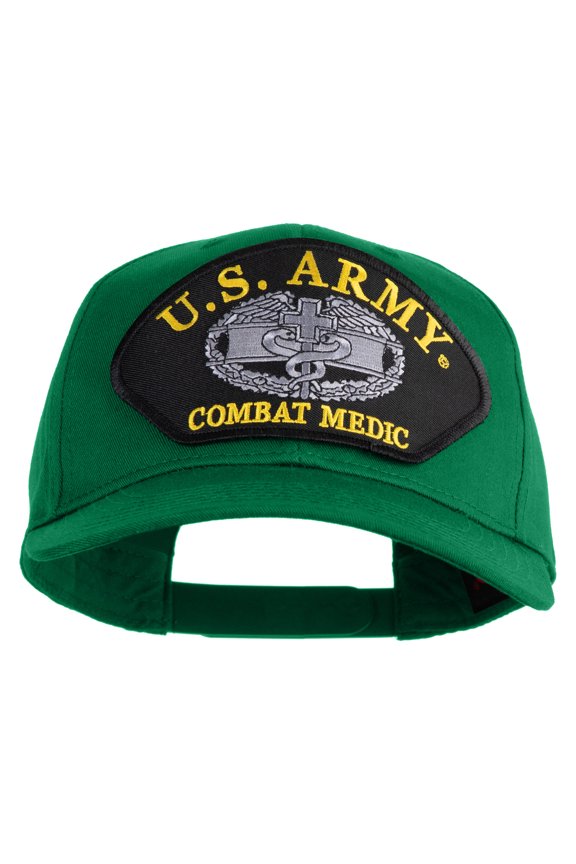 U.S. Army Combat Medic Patched Solid Cotton Twill Pro Style Cap - Kelly OSFM