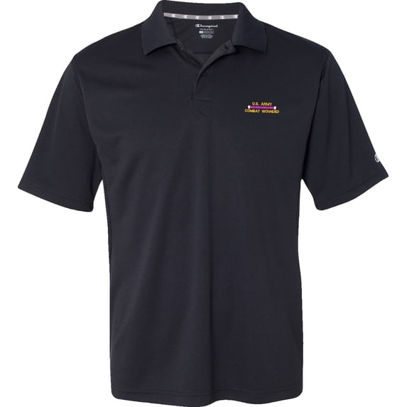 U.S. Army Combat Wounded XX-Large Black Moisture Wicking Polo