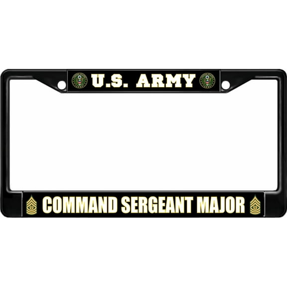 U.S. Army Command Sergeant Major Black License Plate Frame