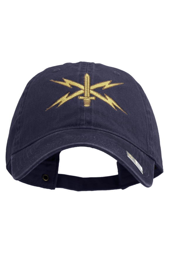 U.S. Army Cyber Corps Embroidered Washed Solid Pigment Dyed Cotton Twill Brass Buckle Cap - Navy OSFM