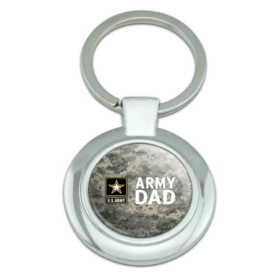 U.S. Army Dad Keychain Classy Round Chrome Plated Metal