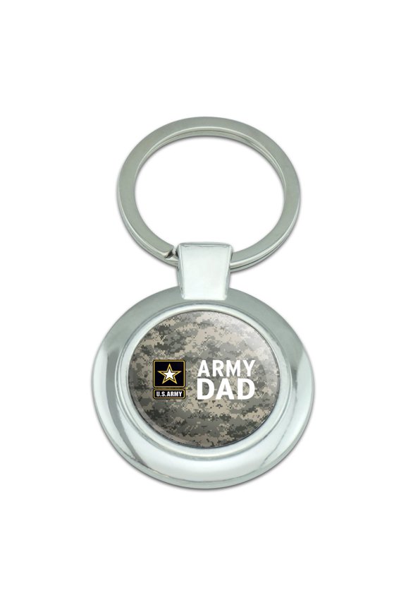 U.S. Army Dad Keychain Classy Round Chrome Plated Metal
