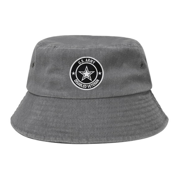 U.S. Army Disabled Veteran Washed Bucket Hat For Men Women Denim Bucket Hat Sun Hat Cowboy Fishing Beach Hat