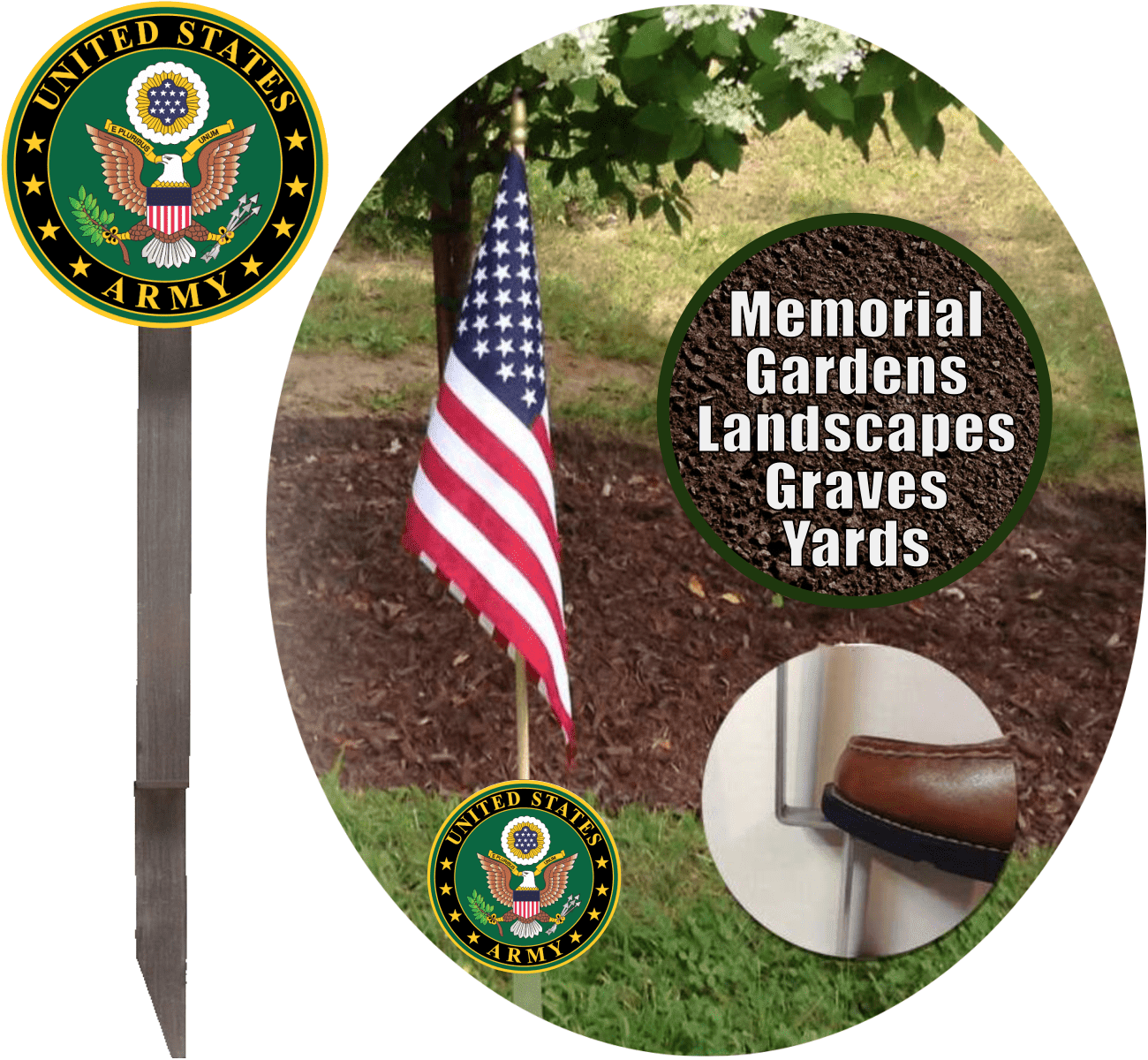 U.S. Army Flag Holder Grave Marker with 8x12 American Flag - Walmart.com