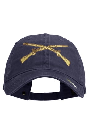 U.S Army Infantry Embroidered Washed Solid Pigment Dyed Cotton Twill Brass Buckle Cap - Navy OSFM