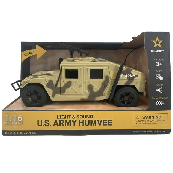 U.S. Army: Lights & Sound Humvee - Army Camo - 1:16 Model Scale, Toy Military Vehicle, Friction-Powered, Indoor & Outdoor Play, Licensed, Kids Ages 3+