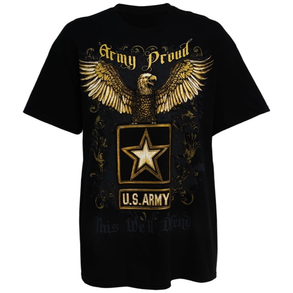 U.S. Army Logo "Army Proud" Men's Graphic Print T-Shirt in Black, XL