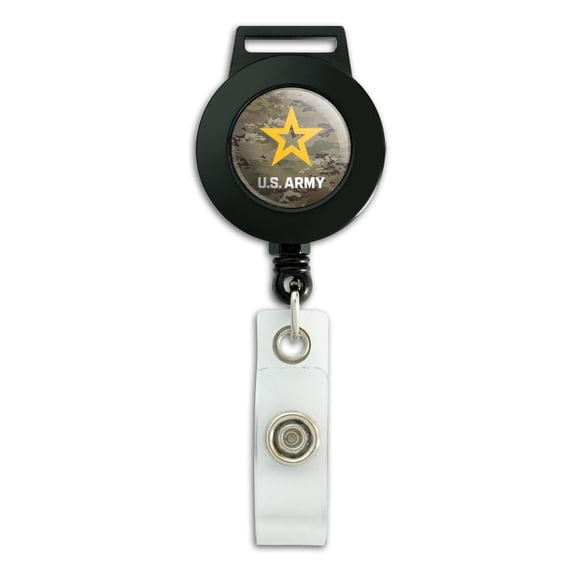 U.S. Army Logo on Camo Lanyard Retractable Reel Badge ID Card Holder