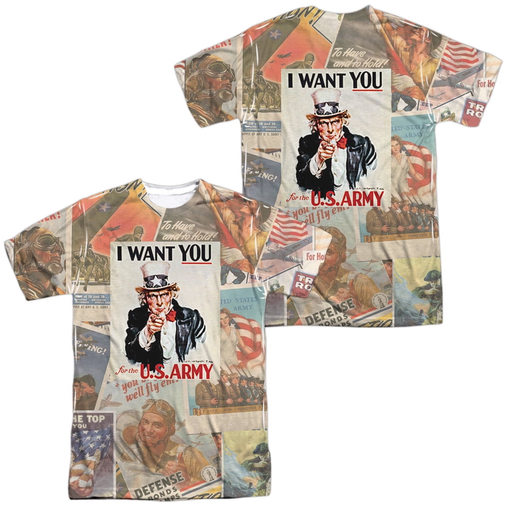 Army Vintage Collage Unisex Adult Sublimated Costume T Shirt (Front ...
