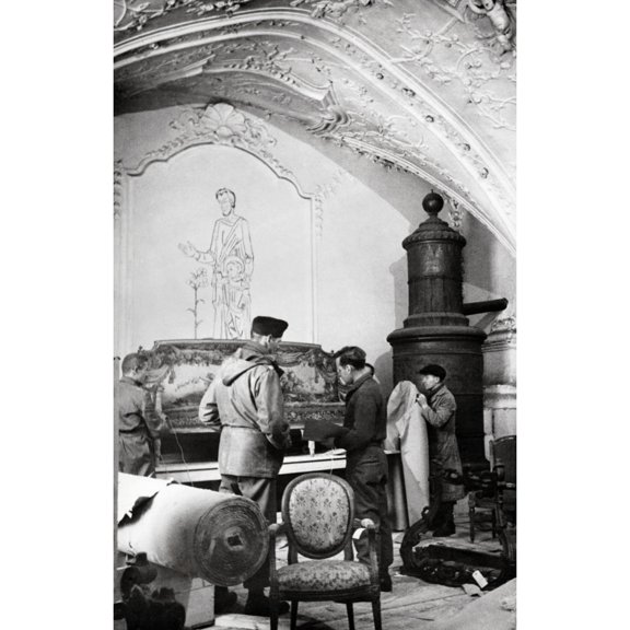 U.S. Army Mfaa Section With Furniture From Rothschild Paris Residences Looted By Germans. It Was Recovered By Monuments