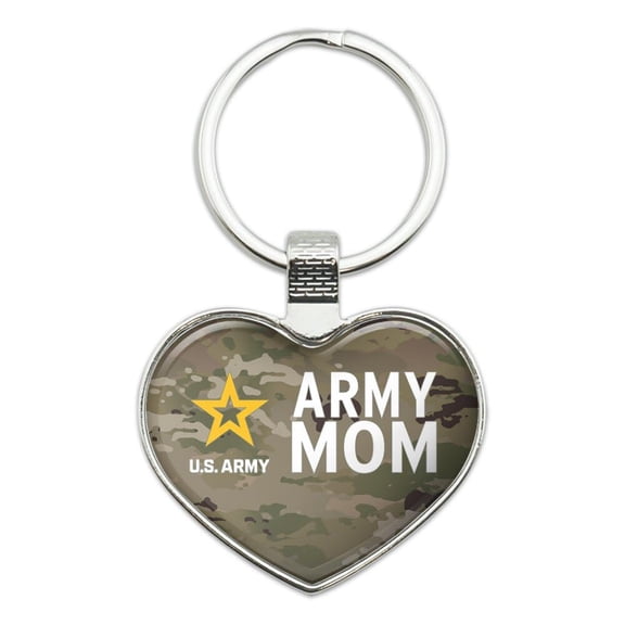 U.S. Army Mom Keychain Heart Love Metal Key Chain Ring