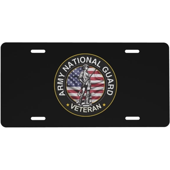 U.S Army National Guard Veteran Car Front Fake License Plate Decoration Vanity Label 6x12 Inch Front and Rear Custom License Plate