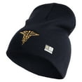 thumbnail image 1 of U.S. Army Nurse Corps Symbol Embroidered 8 Inch Solid Knit Short Beanie Made in USA - Navy OSFM, 1 of 5