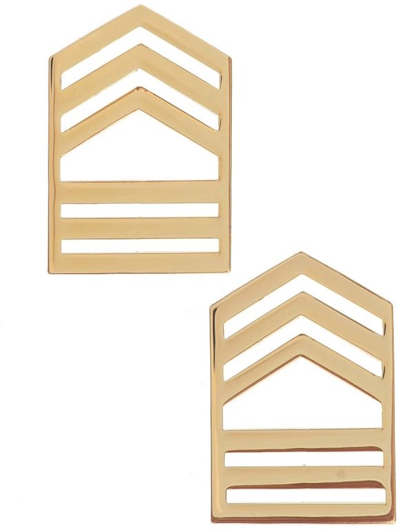 U.S. Army ROTC Master Sergeant (C/MSG) Collar Devices, Gold Finish 1.19" 0.25" - One Pair