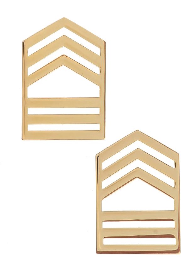 U.S. Army ROTC Master Sergeant (C/MSG) Collar Devices, Gold Finish 1.19" 0.25" - One Pair