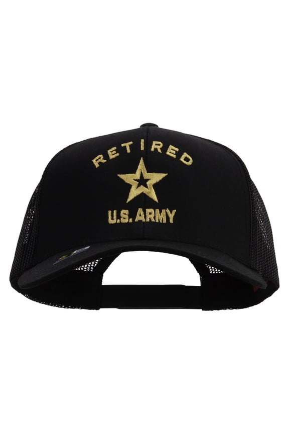 U.S. Army Retired Military Embroidered Solid Cotton Twill Mesh Prostyle Cap - Black OSFM