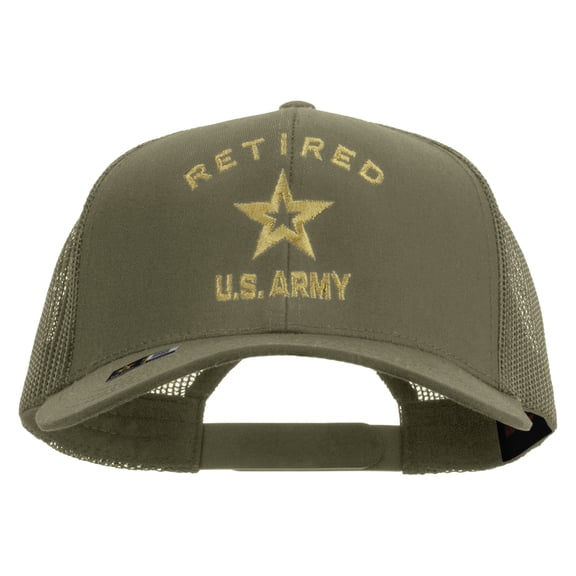 U.S. Army Retired Military Embroidered Solid Cotton Twill Mesh Prostyle Cap - Khaki OSFM