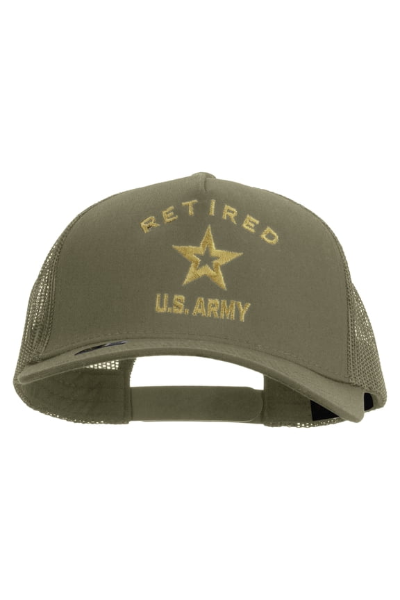 U.S. Army Retired Military Embroidered Twill 5 panel Mesh Back Cap - Khaki OSFM