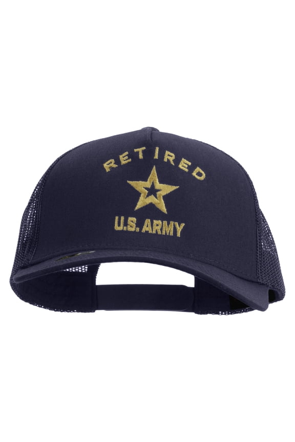 U.S. Army Retired Military Embroidered Twill 5 panel Mesh Back Cap - Navy OSFM