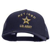 U.S. Army Retired Military Embroidered Twill 5 panel Mesh Back Cap - Navy OSFM