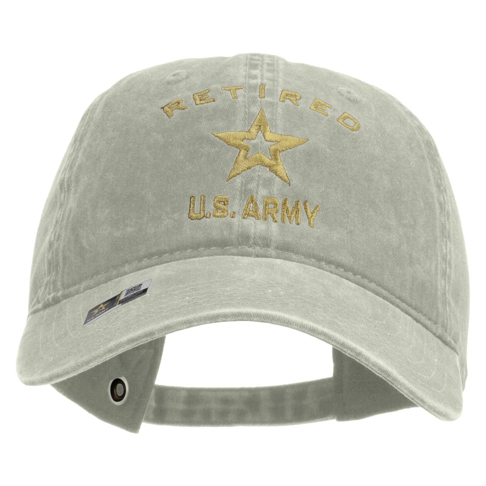 US Army Retired Military Embroidered Washed Cap - Khaki OSFM