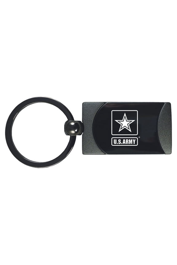 U.S. Army Reveresed Two-Tone Rectangular Key Chain (Gun Metal)