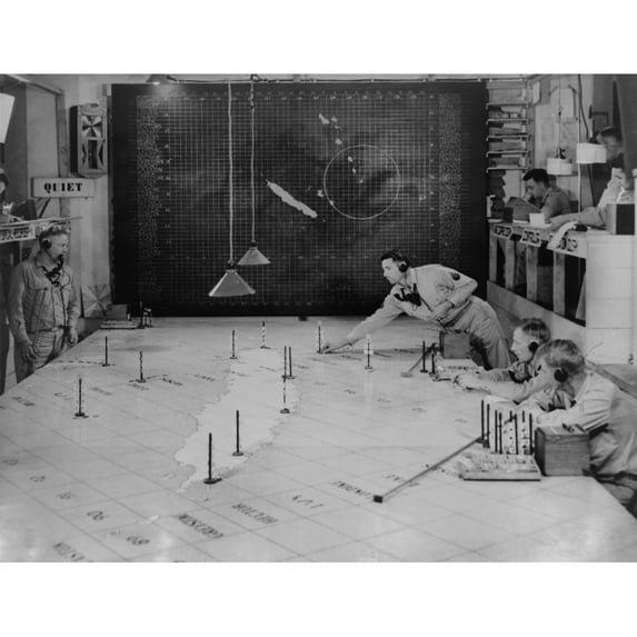 U.S. Army Signal Corps Using Radar Plotting Board. They Track Aircraft At 1St Island Command Headquarters History (