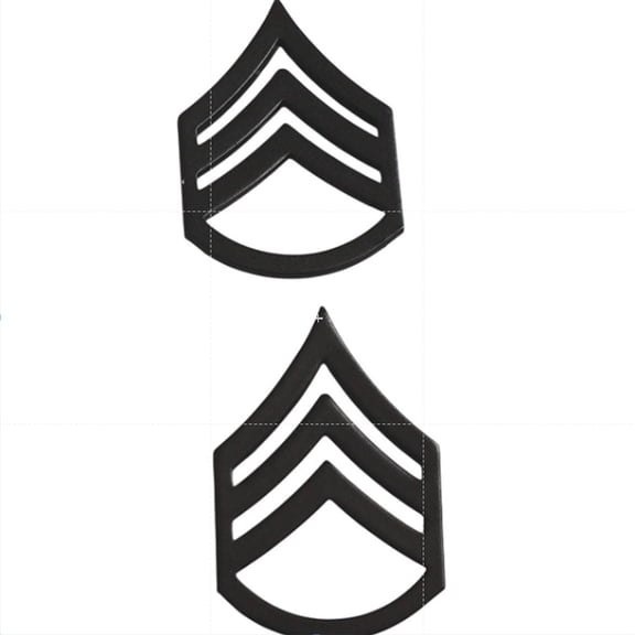 U.S. Army Staff Sergeant SSG E6 Subdued Black Rank Insignia Novelty Pins 11/4" 13/16"