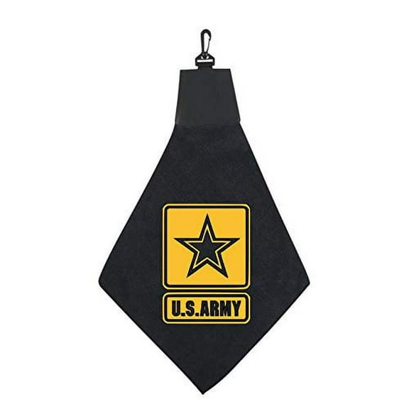 U.S. Army Star Military Soldier Triangle Golf Towel With Pleather & Swivel Hook Father's Day Club Ball Tee Golfing Gift Birthday Variety Colors Towels Vinyl